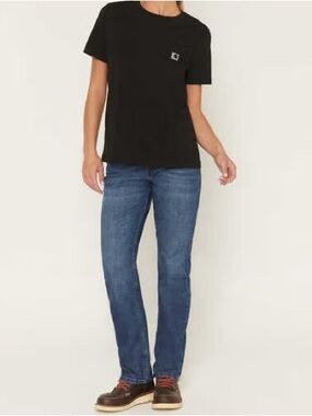 {Carharrt} "Rugged Flex Layton Bootcut Slim Fit" Short Blue Stretch Jeans